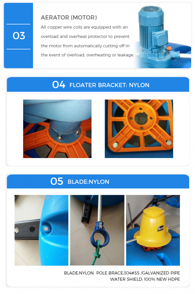 Tipo automático aerador flotante de la oleada 2HP para el estanque de peces 1